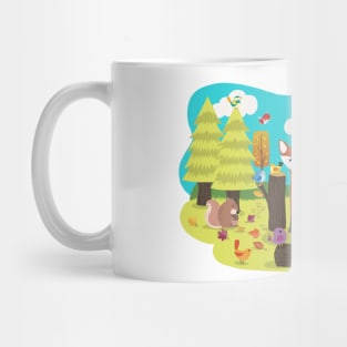 Forrest Frolic With Fox Bunny Squirrel and Birds Mug